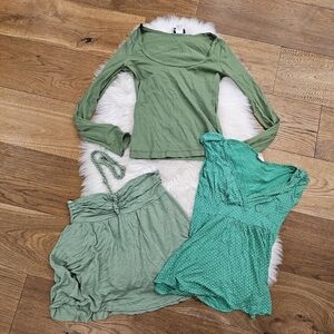 Vintage Green Women's Clothing Set